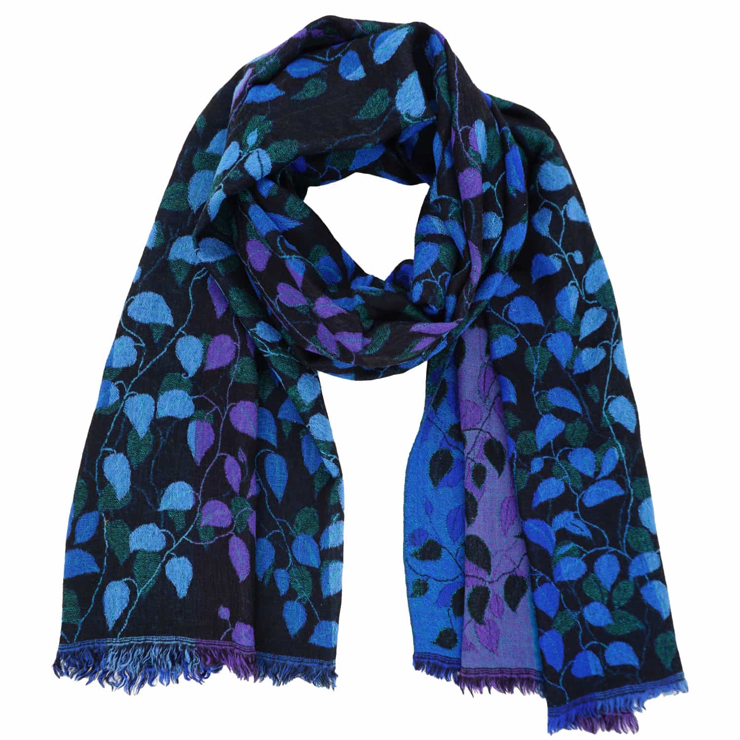 blauer farbener Wollschal 